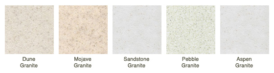 Dune Granite, Mojave Granite, Sandstone Granite, Pebble Granite, Aspen Granite