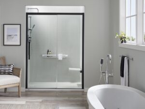 Beautiful modern bathroom with freestanding tub and spacious shower